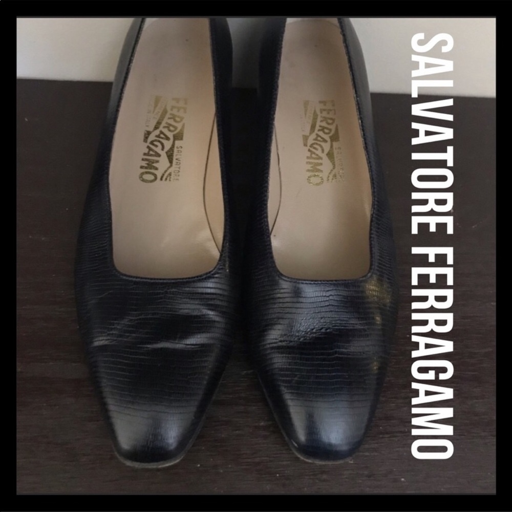 Salvatore Ferragamo Embossed Leather Shoes - Picture 1 of 8